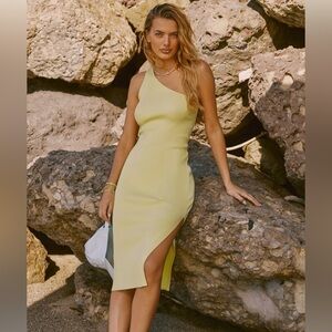 Anthropology one shoulder corset ribbed midi dress